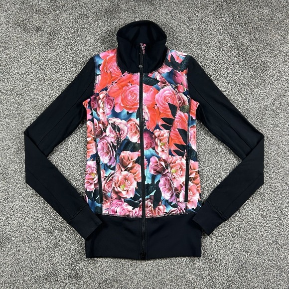 lululemon athletica Jackets & Blazers - Lululemon Asana Secret Garden Jacket Womens 2 Floral Full Zip Athleisure Workout